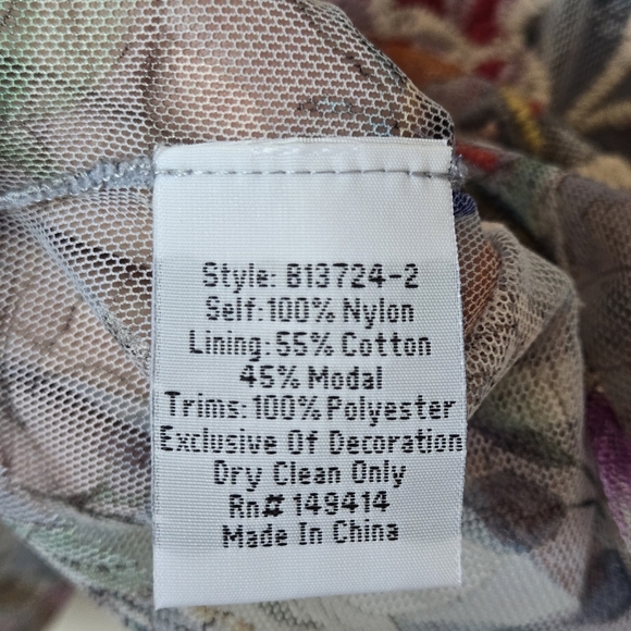 NWT Johnny Wash Flora Dancer Mesh Floral Embroidered Sheer Top Size XS - Picture 11 of 15